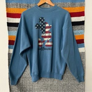 Disney World Mickey Mouse American Flag Crewneck Sweatshirt
